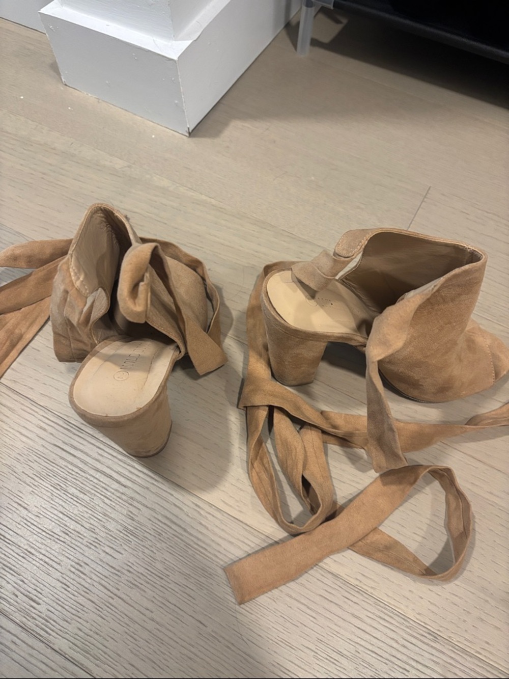 Suede ankle wrap block heels - Picture 3 of 4